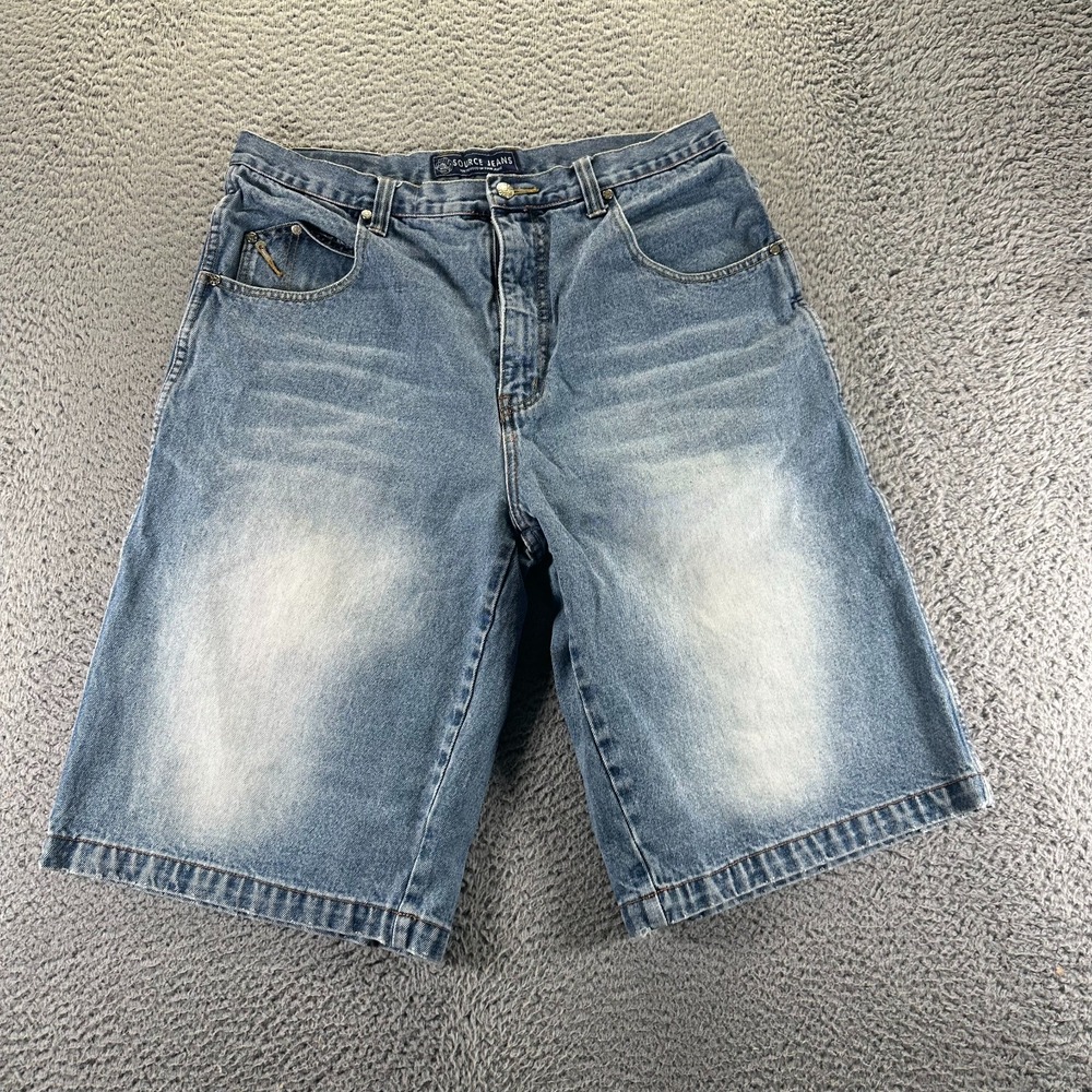 Source Shorts Men's‎ 36 Blue Cotton Denim Bermuda Faded Streetwear Beach Outdoor
